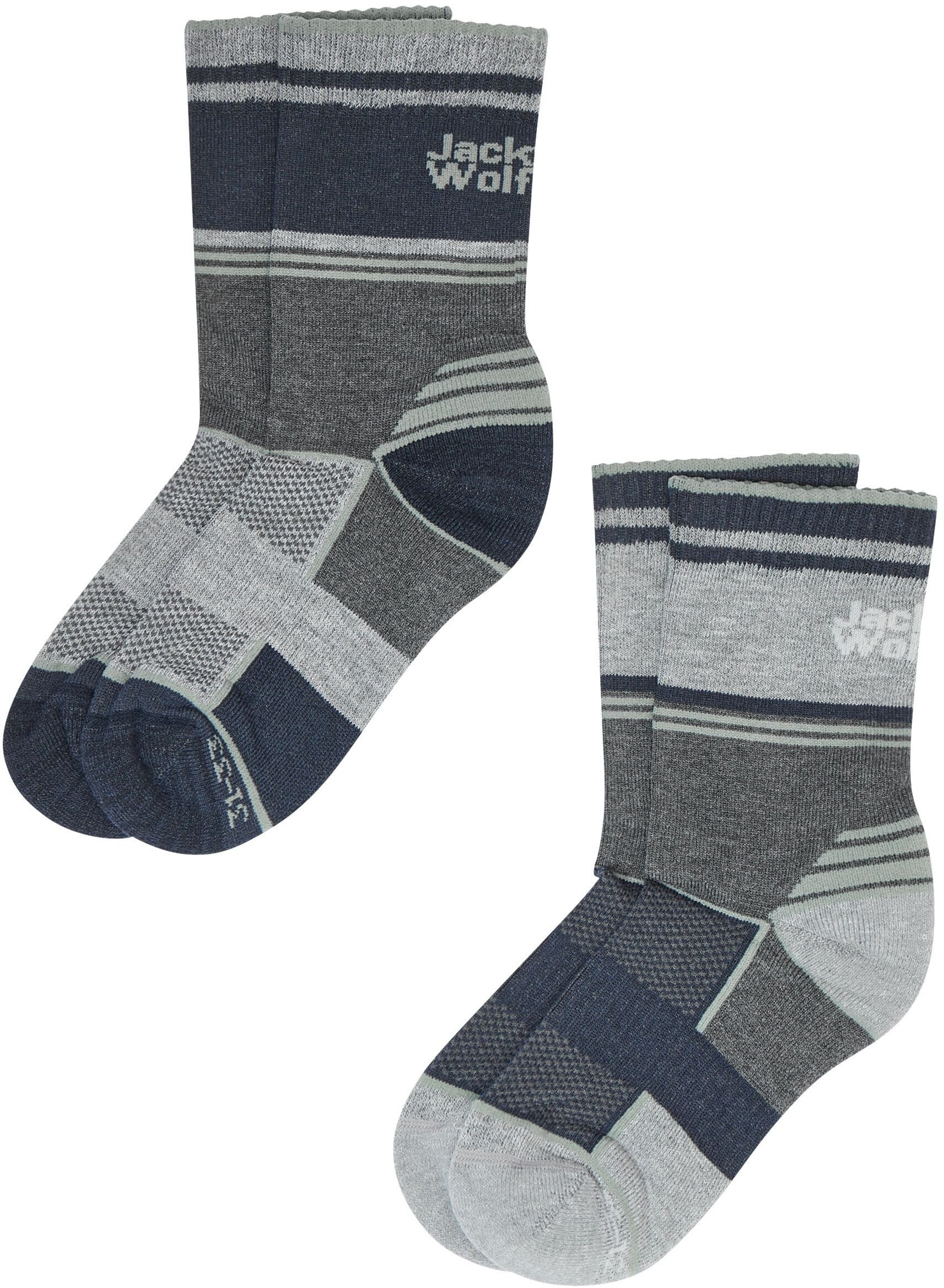 Шкарпетки трекінгові дитячі Jack Wolfskin Hike Sock Cl C K A63873_6324 2 пари 34-36 сіріфото6