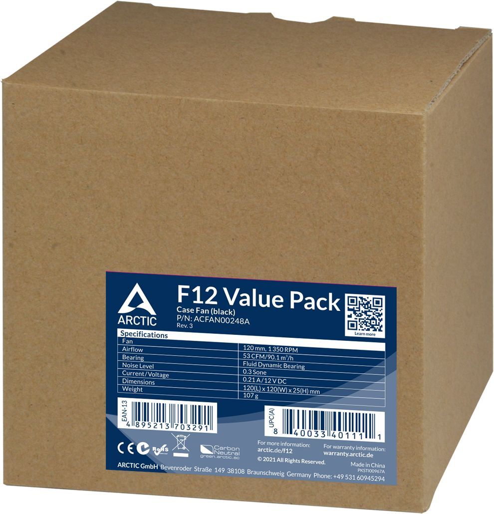 Комплект корпусних вентиляторів ARCTIC F12 PWM, 5 шт (ACFAN00145A)фото5