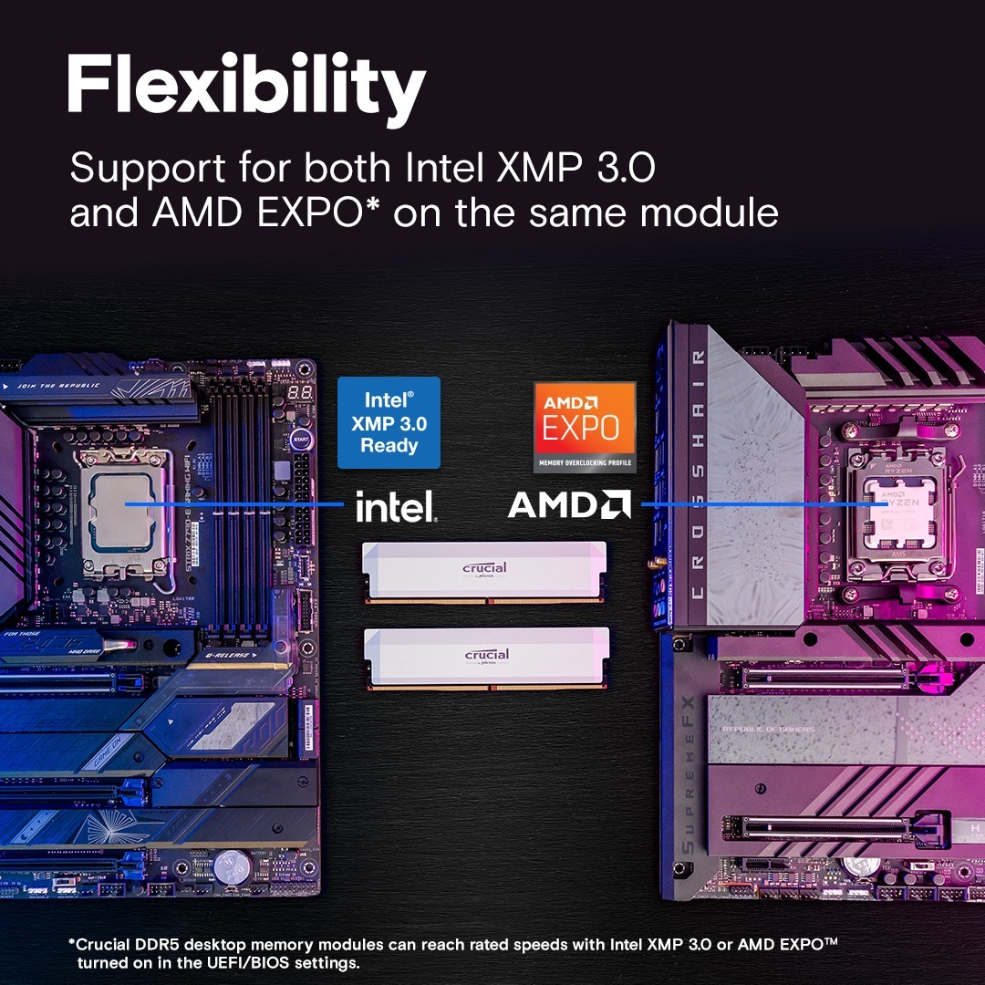 Память для ПК Crucial DDR5 32GB (2x16GB) 6400 MHz CL38 Pro Overclocking White (CT2K32G56C46U5) фото 3