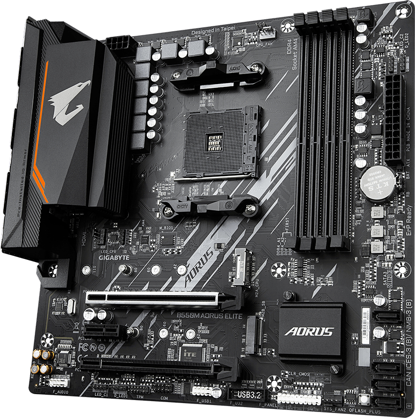 Материнская плата GIGABYTE AMD B550 SAM4 MATX (B550M_AORUS_ELITE_1.3) фото
