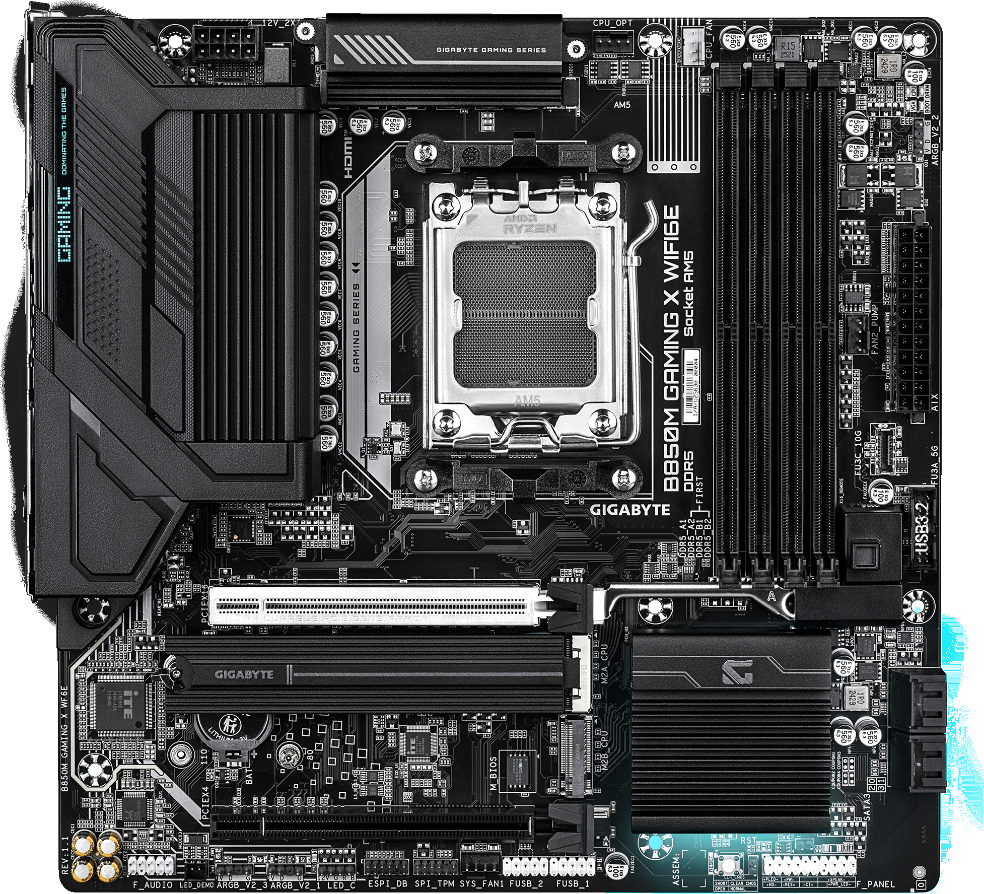 Материнська плата GIGABYTE AMD B850 SAM5 ATX (B850M_GAMING_X_WF6E)фото2