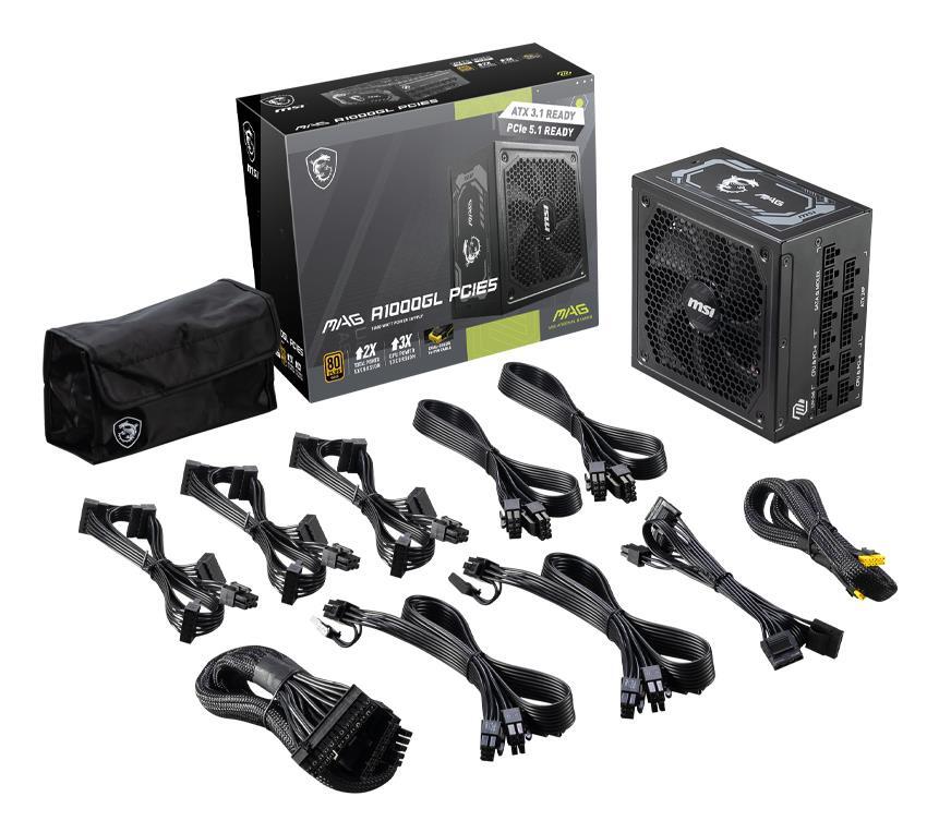 Блок питания MSI ATX 1000W MAG A1000GLS PCIE5 (MAG A1000GL PCIE5) фото 4