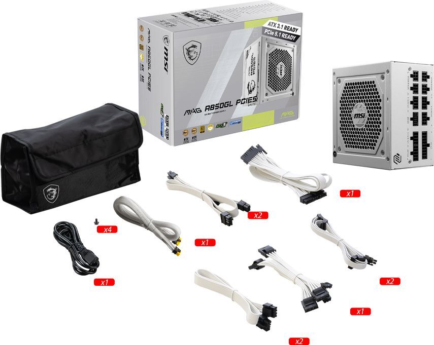 Блок питания MSI ATX 850W MAG A850GL PCIE5 WHITE (MAG A850GL PCIE5 WHITE) фото 5