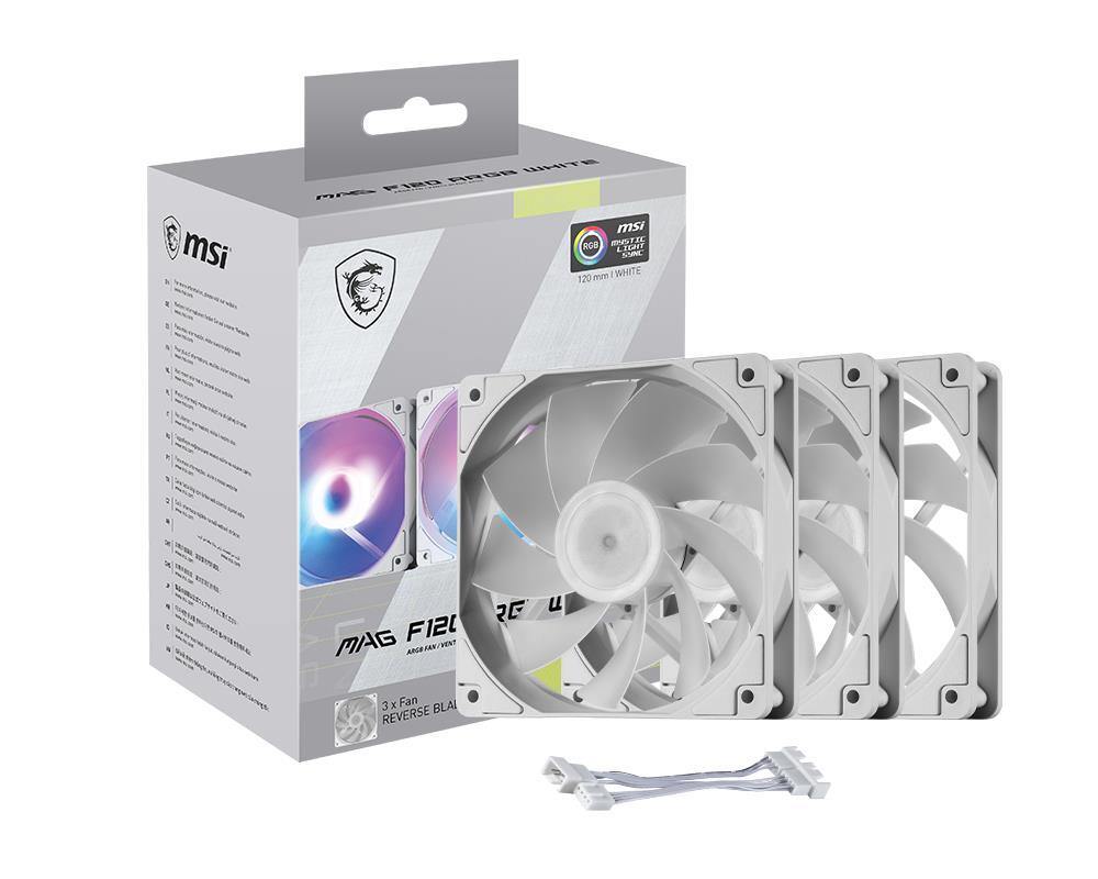 Набір із трьох вентиляторів для корпусу MSI MAG F120 ARGB WHITE-3RW (MAG F120 ARGB WHITE-3RW)фото