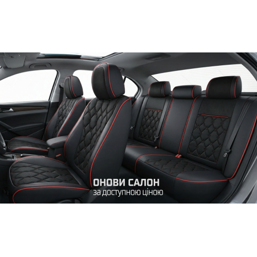 Набор чехлов V-8890 Bk/RdL полный к-т экокожа черные фото 3