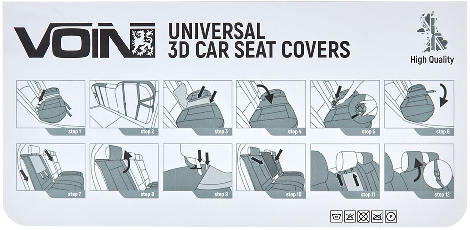 Набор чехлов V-9101 Gy/Bk полный к-т экокожа серо-черные фото 7