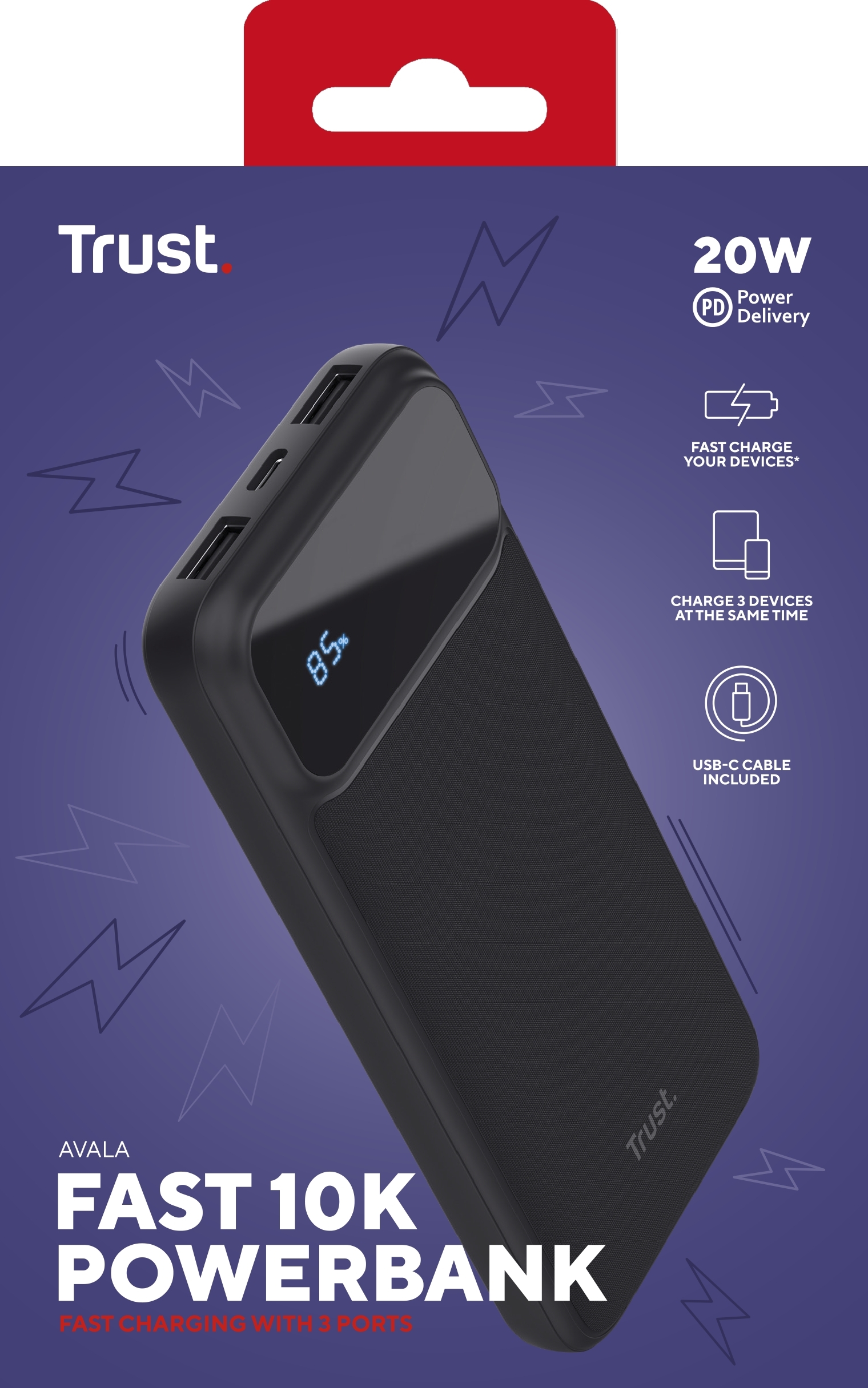 Портативное зарядное устройство Trust Avala 10000mAh 20W Black (25882_TRUST) фото 