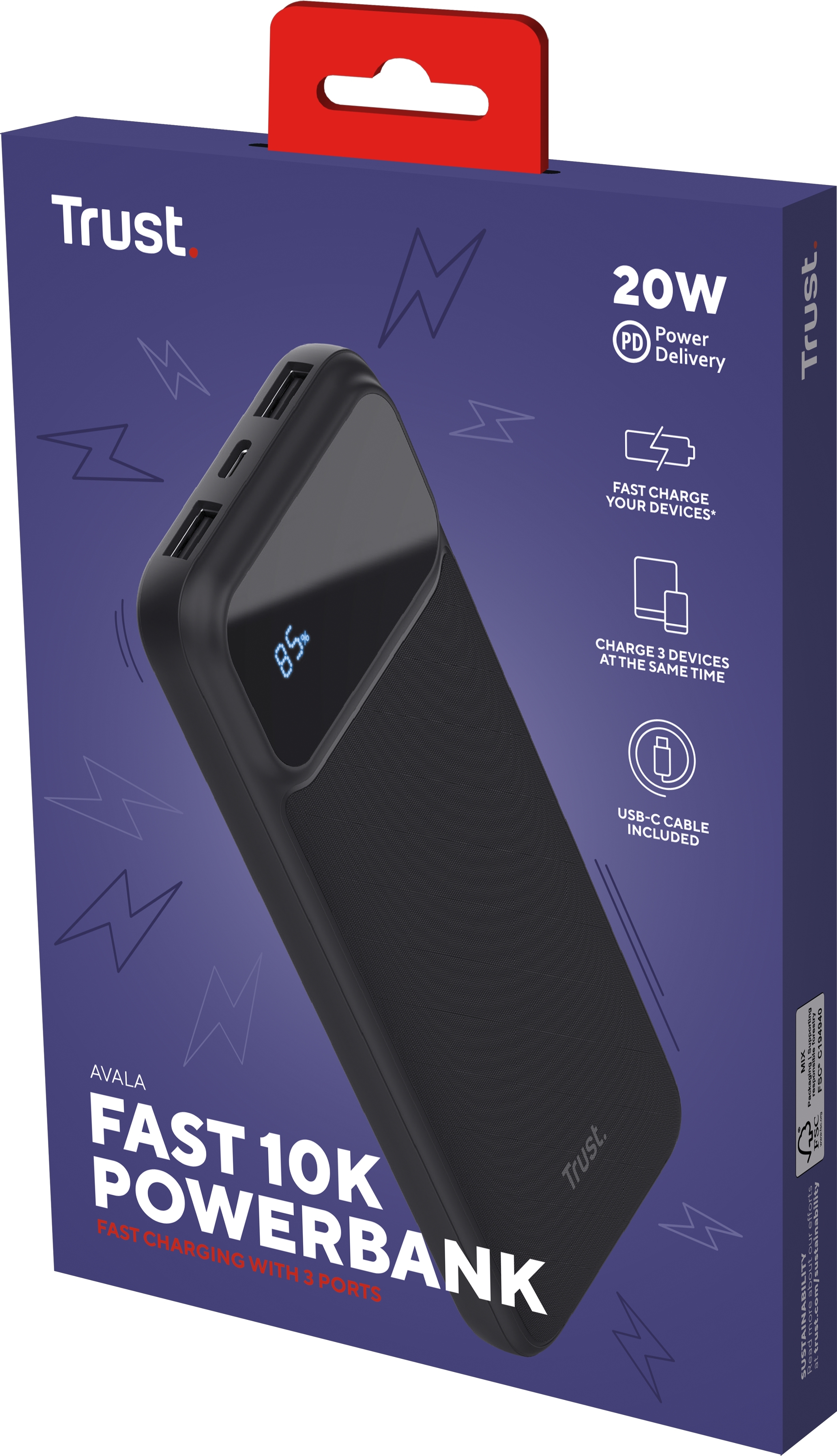 Портативное зарядное устройство Trust Avala 10000mAh 20W Black (25882_TRUST) фото 