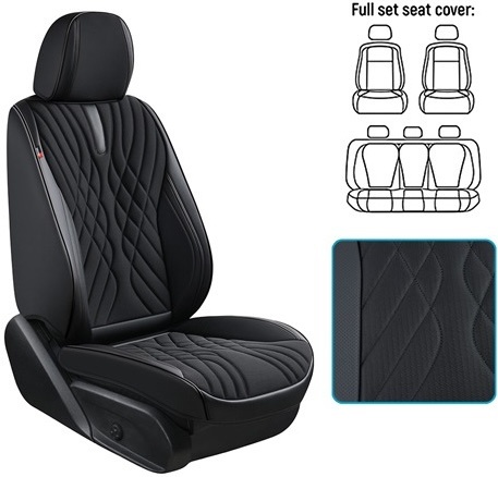 Набор чехлов V-8863 Bk полный к-т экокожа черные фото 2