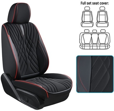 Набор чехлов V-8863 Bk/RdL полный к-т экокожа черные фото 2