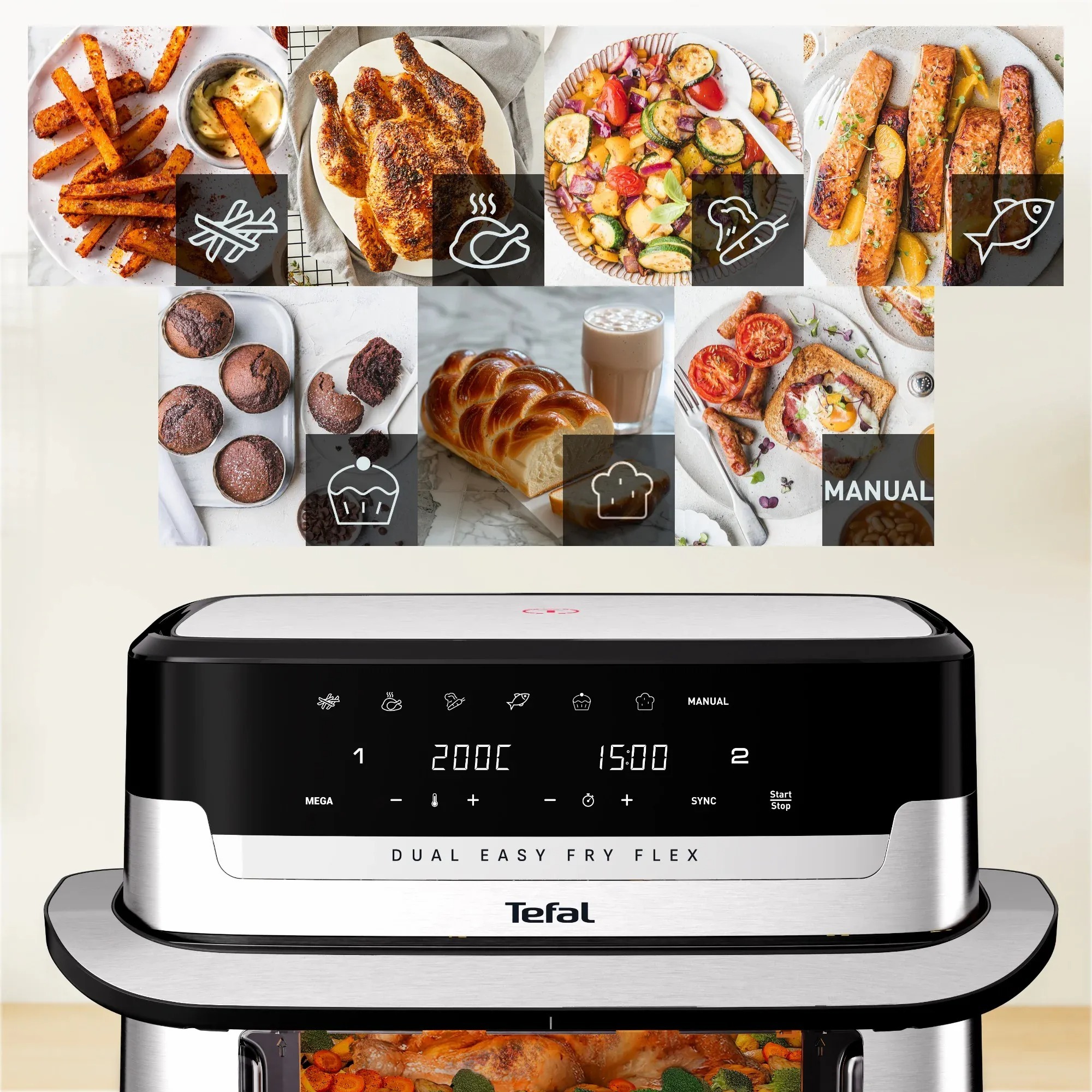 Мультипечь Tefal Dual Easy Fry Flex EY922DE0 фото 