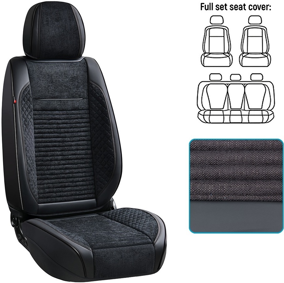 Набор чехлов V-8866 Bk полный к-т экокожа черные фото 2