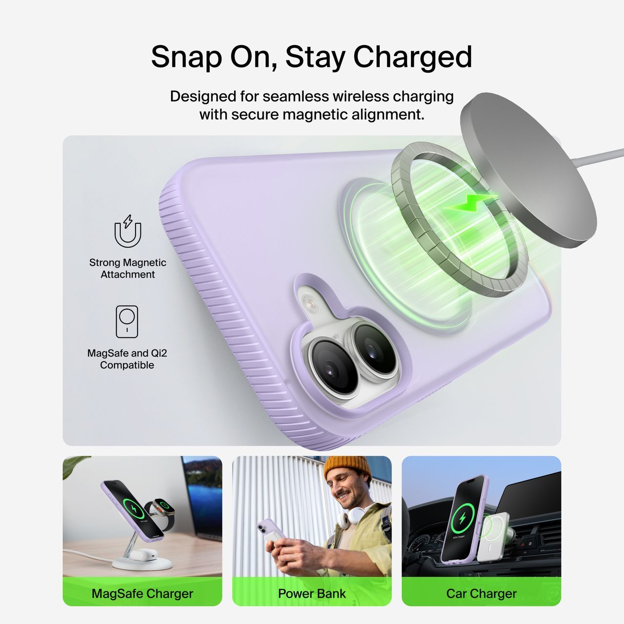 Чехол Belkin для Apple iPhone 17 Magnetic Protective Grip Lavender (MSA034HQLV) фото 