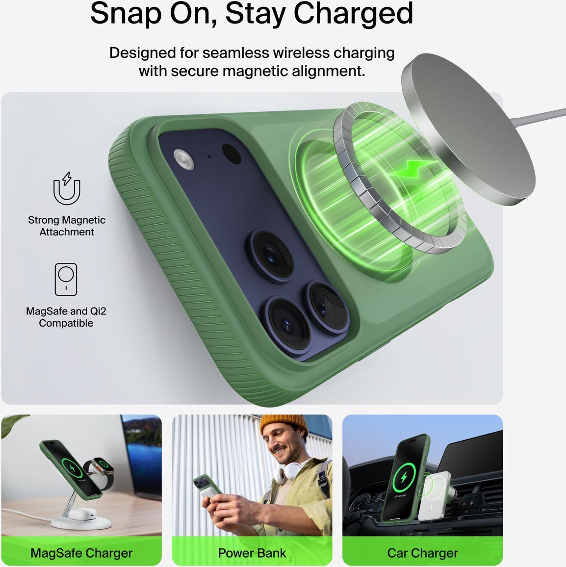 Чехол Belkin для Apple iPhone 17 Pro Max Magnetic Protective Grip Pistachio Green (MSA036HQSE) фото