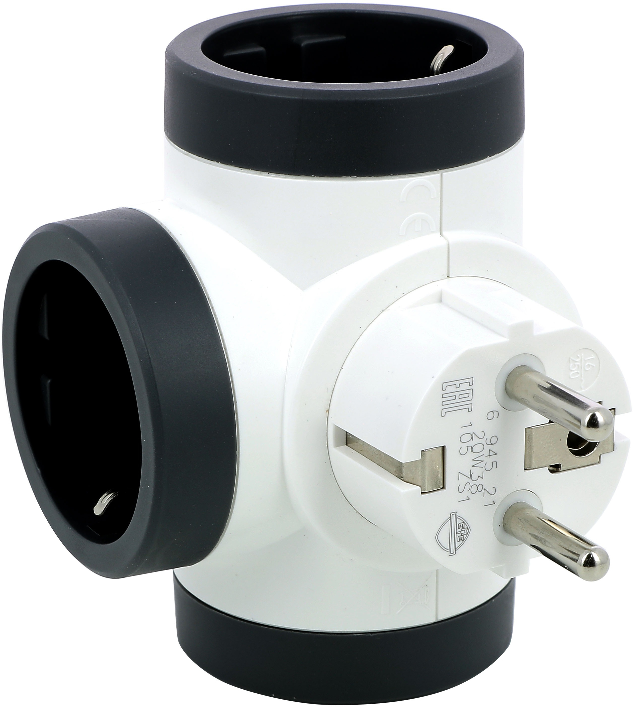 Блок кутовий Legrand преміум, 3х2К бічні розетки колір білий/чорний (694521)фото