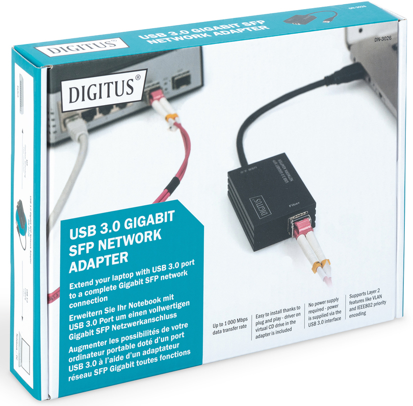 Адаптер DIGITUS USB-A SFP USB 3.0 Gigabit Network (DN-3026) фото 7