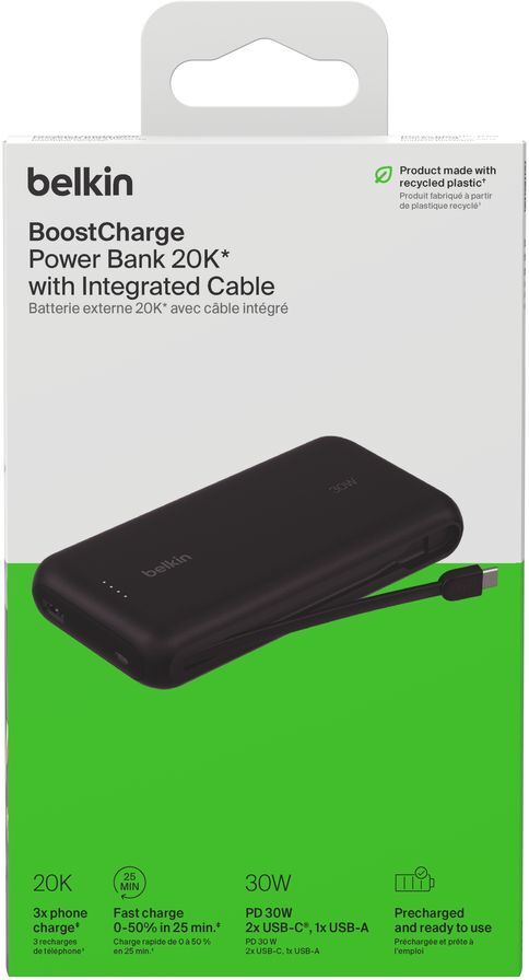 Портативный аккумулятор Belkin 20000mAh, 30W USB-C Black (BPB024HQBK) фото 