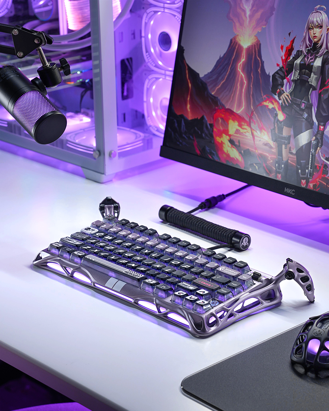 Клавіатура GravaStar Mercury V75 Pro Magnetic Jade Gaming, 8K, USB-A, RGB, Iron Purple (GS_V75_PRO_PL)фото