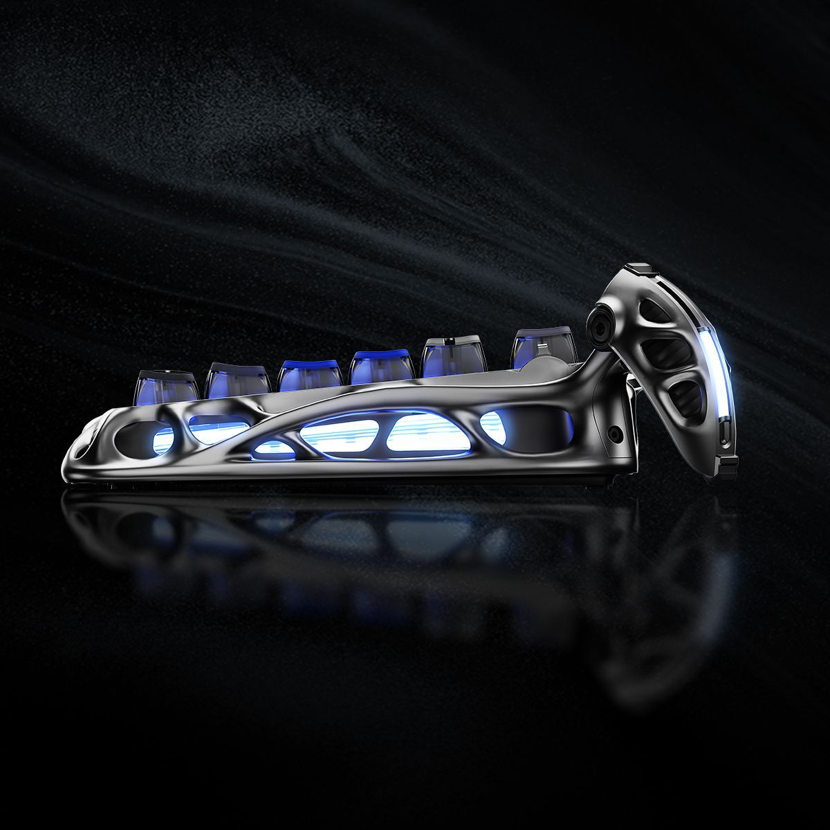 Клавіатура GravaStar Mercury K1 Pro GravaStar x Kailh Speedy Mint, EN, BT/WL/USB, Interstellar Silver (GS_K1_PRO_S_CGRY)фото13