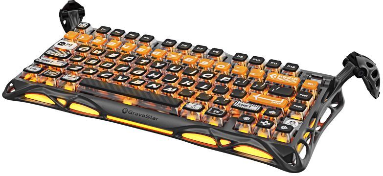 Клавіатура GravaStar Mercury K1 Pro GravaStar x Kailh Speedy Mint, EN, BT/WL/USB, CyberFlare (GS_K1_PRO_BO_BLK)фото