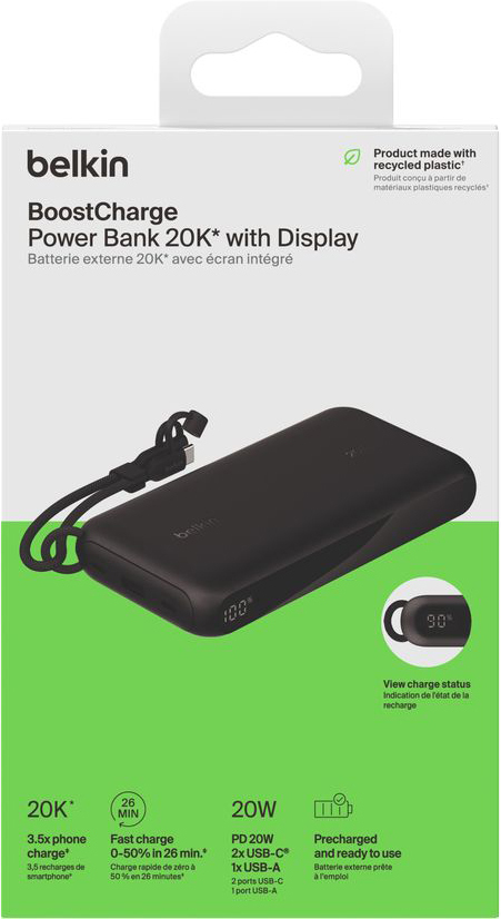 Портативний акумулятор Belkin 20000mAh, 20W PD USB-C Black (BPB028HQBK)фото8