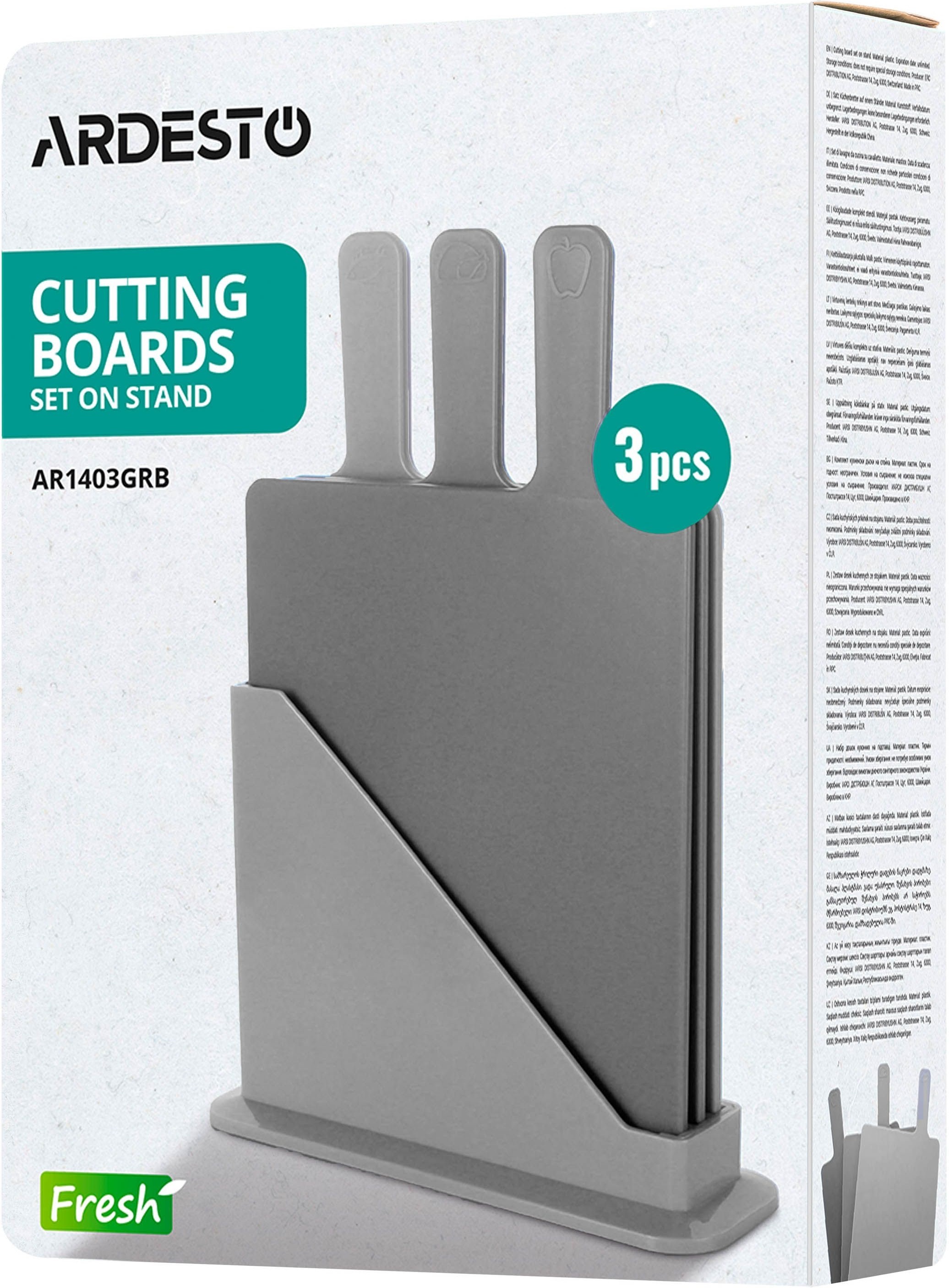Набор досок кухонных на подставке ARDESTO Fresh, 3шт, 24.1х33х7.9см (AR1403GRB) фото 6