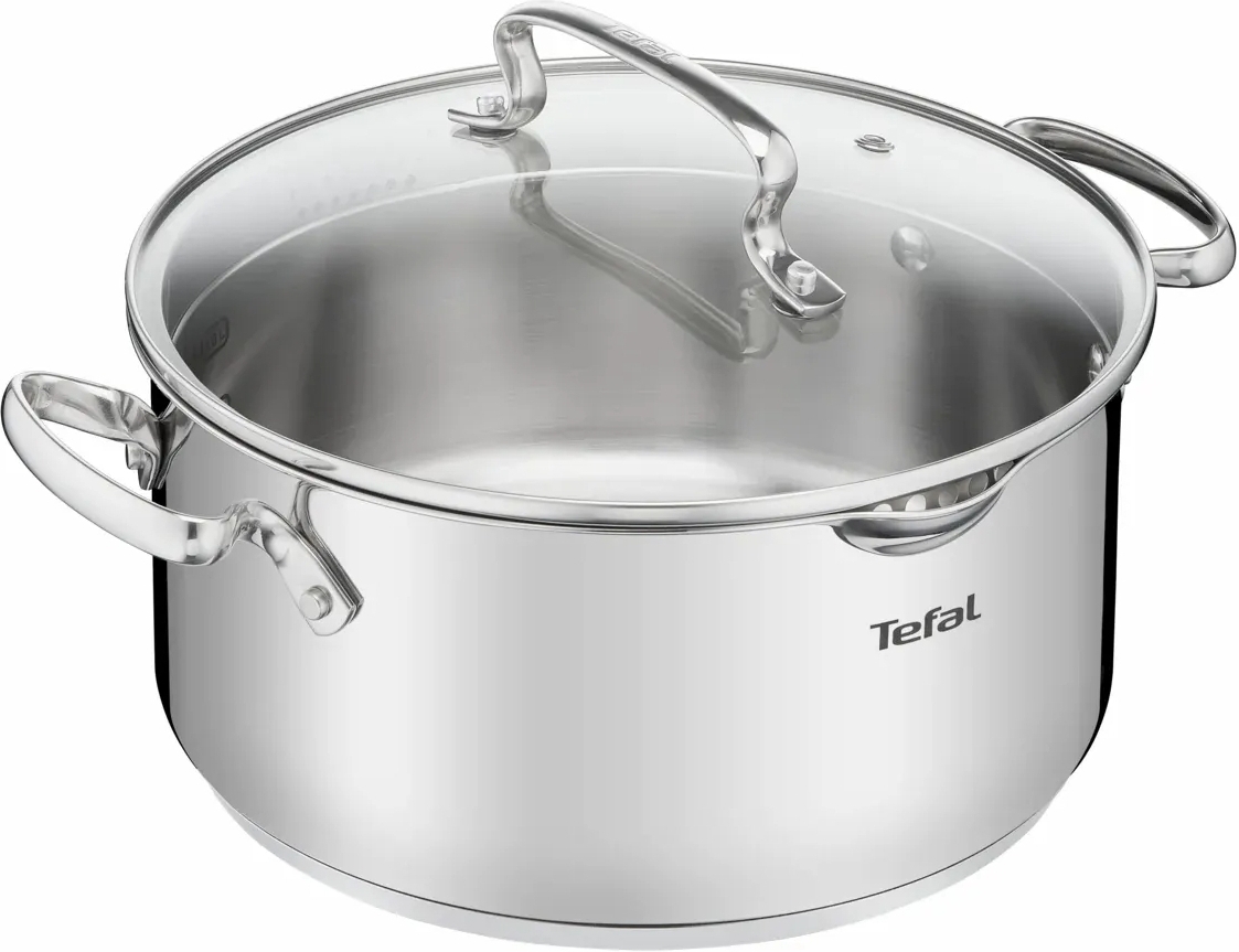 Кастрюля Tefal DUETTO+, 2.9л, с крышкой, нержавеющая сталь, стекло (G7194456) фото