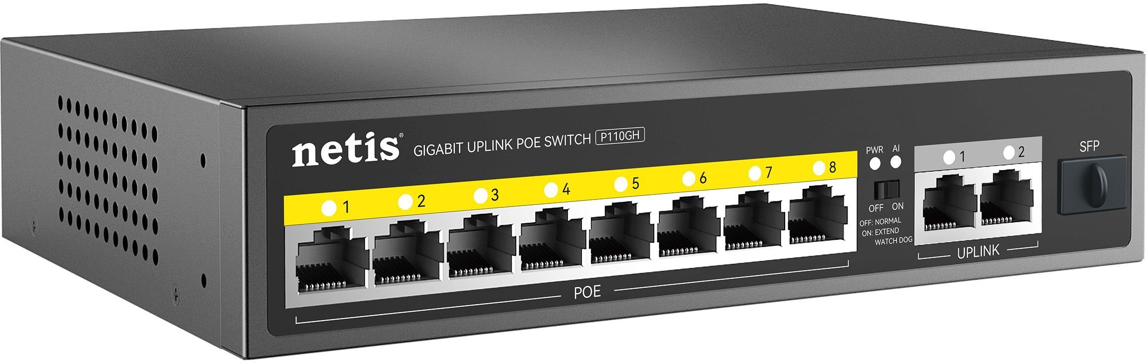 Коммутатор Netis P110GH 8xFE PoE, 3xGE (2xUplink, 1xSFP), 120Вт, Неуправляемый (P110GH) фото 2