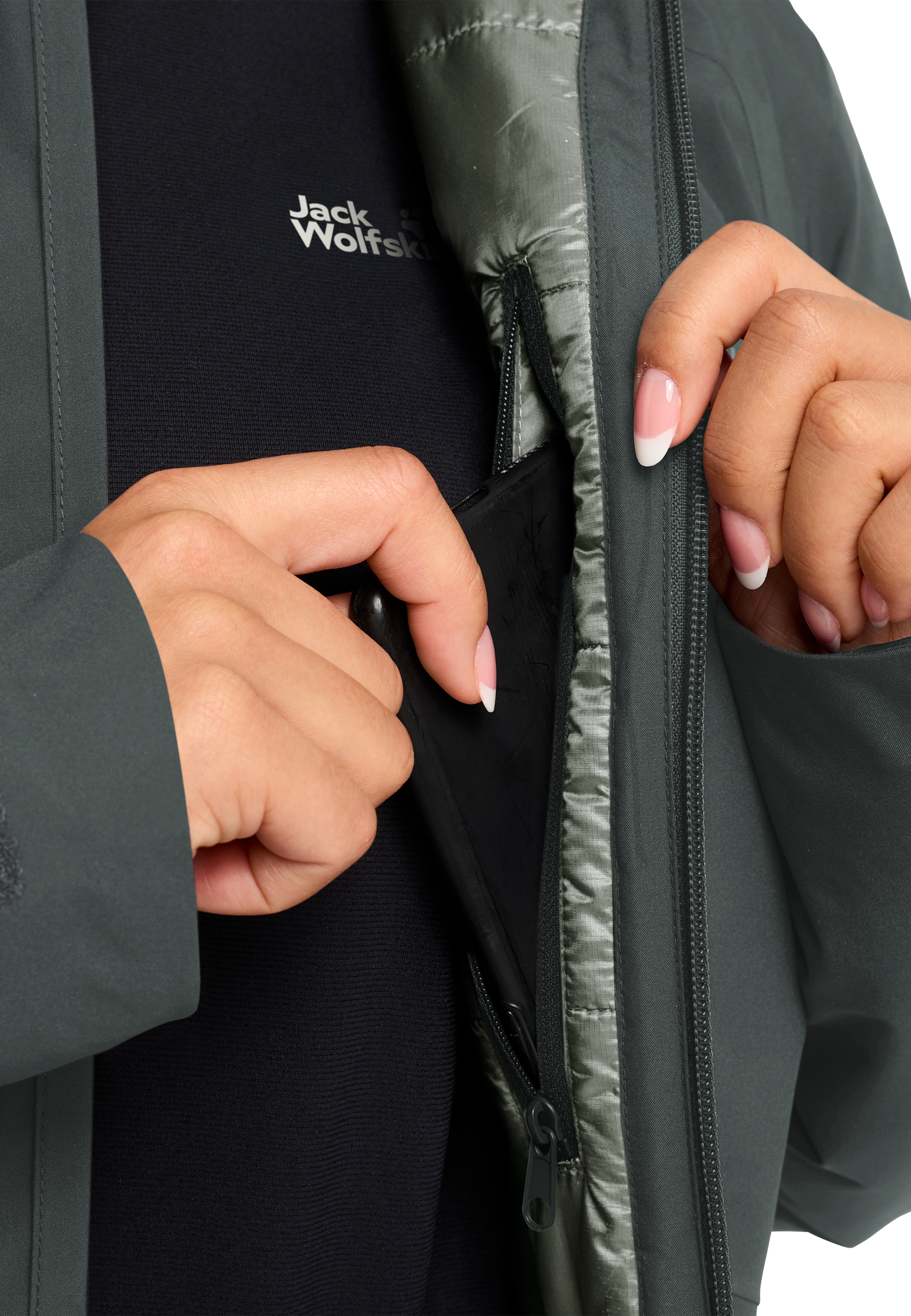 Куртка зимняя женская Jack Wolfskin Heidelstein Ins Jkt W 1115681_4136 XL серо-зеленая фото 4