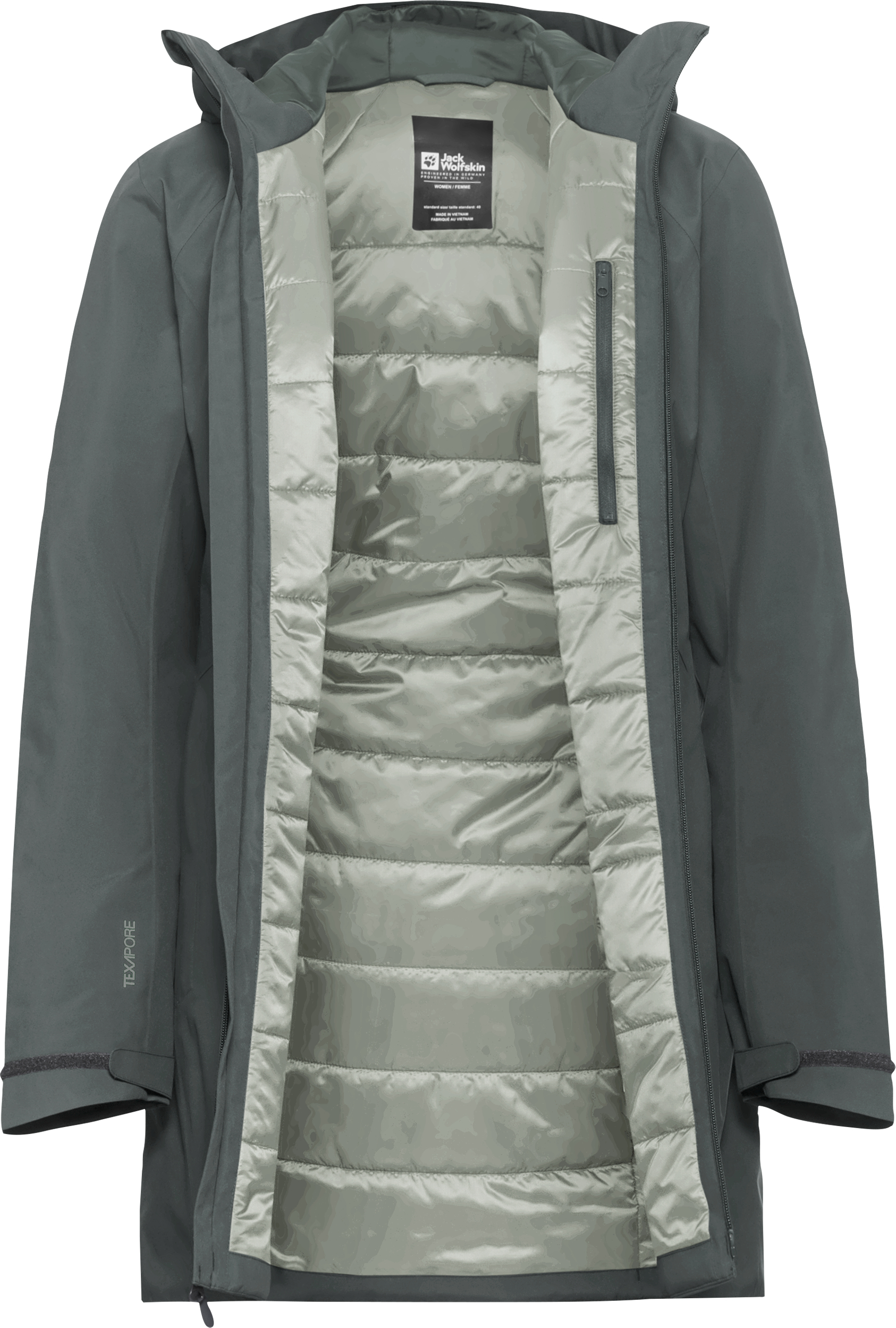 Куртка зимняя женская Jack Wolfskin Heidelstein Ins Jkt W 1115681_4136 XL серо-зеленая фото 8