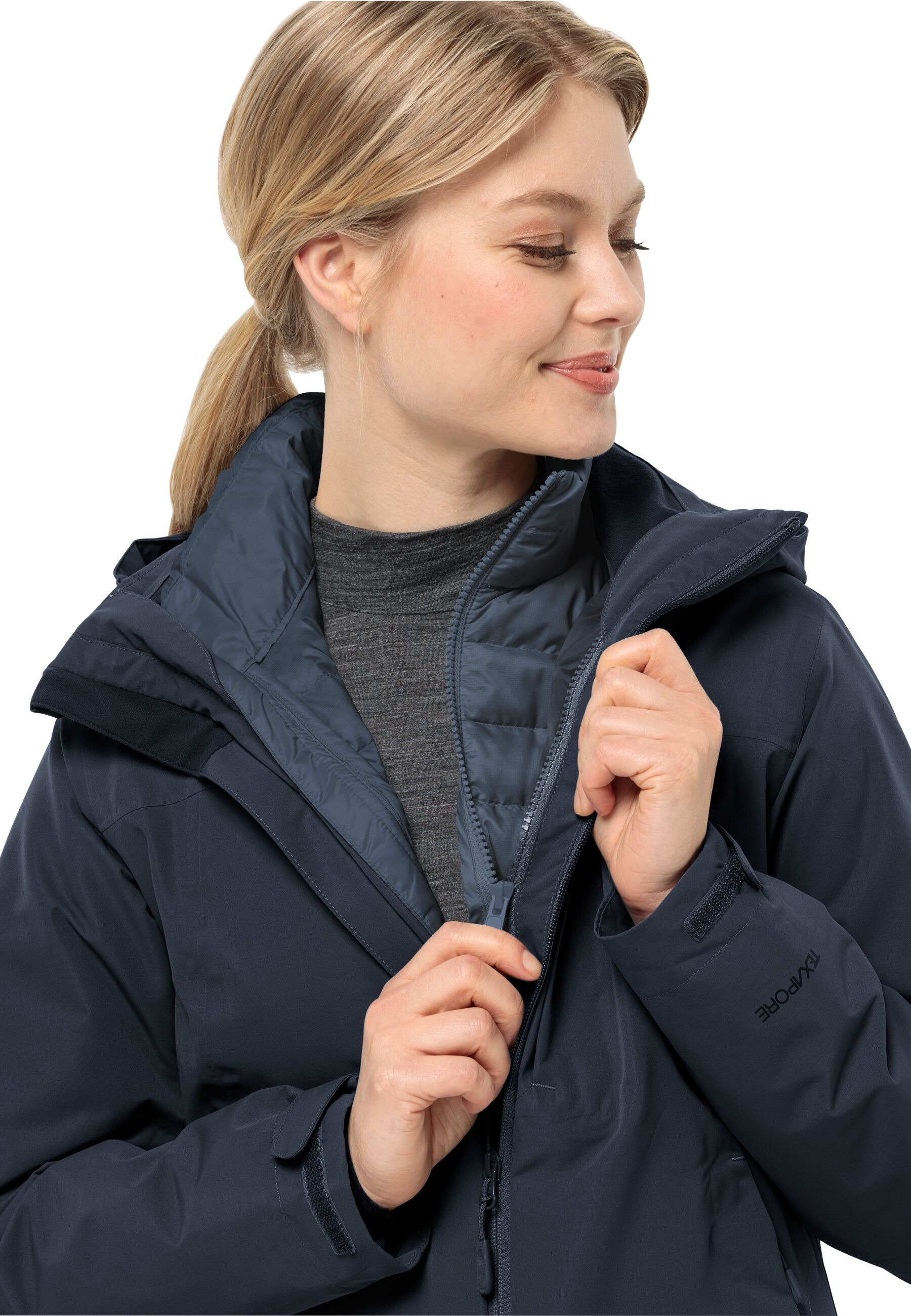 Пуховик женский Jack Wolfskin Pilvi Down Jkt W Rds 1207761_C0412 XL темно-синий фото 3