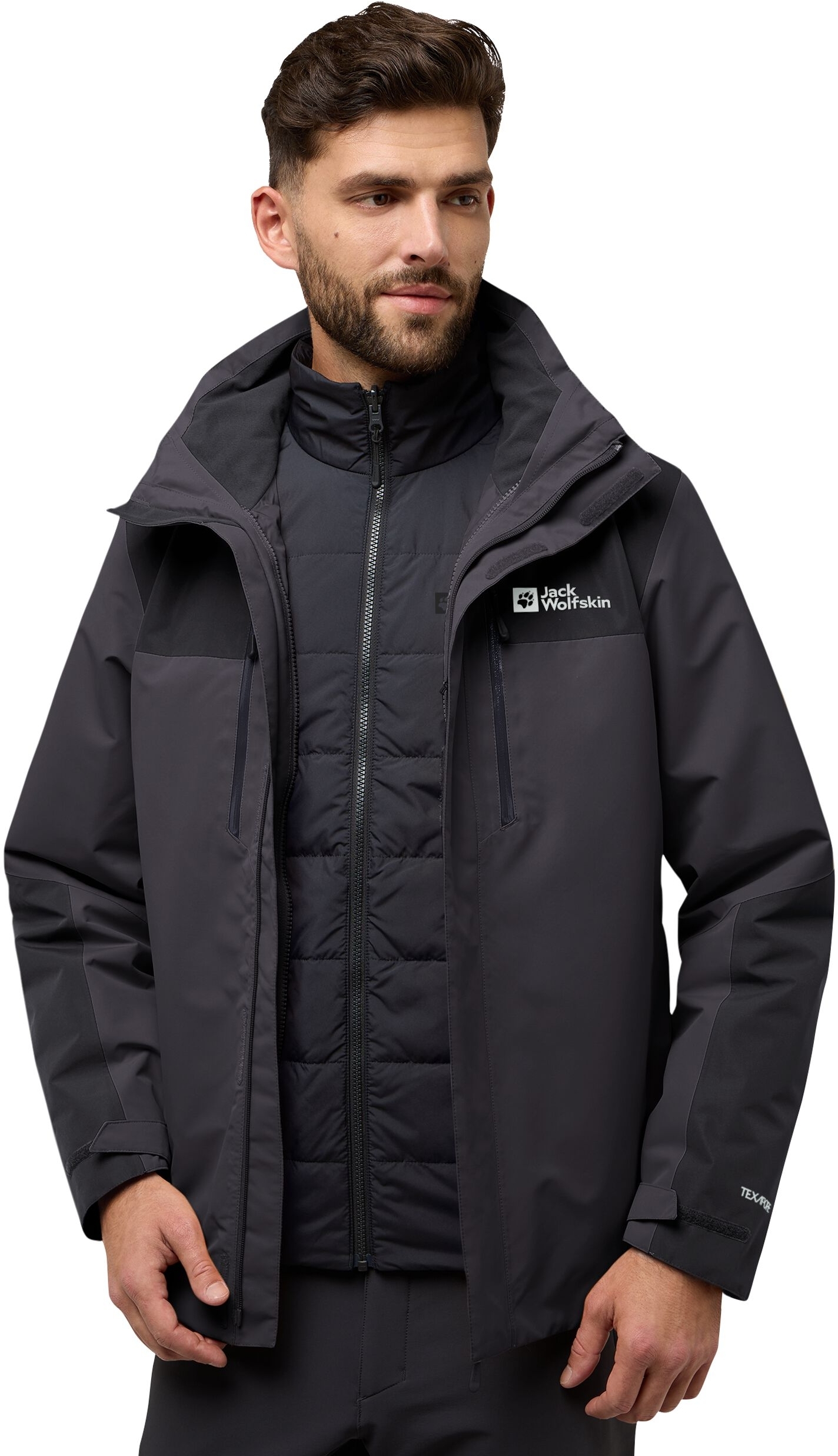 Куртка чоловіча Jack Wolfskin Jasper 3In1 Jkt M A61858_6350 XXL темно-сірафото3