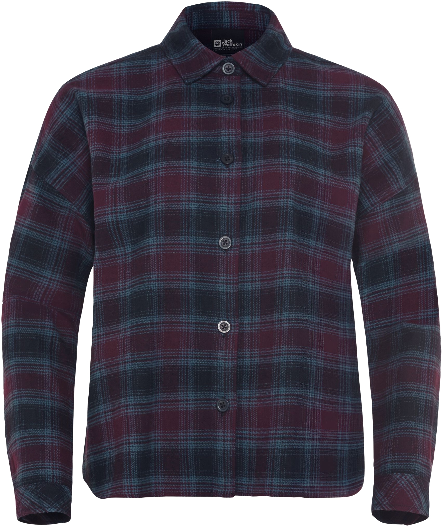 Сорочка жіноча Jack Wolfskin Baja Flannel Shirt W A65077_T0003 L сливова/синяфото