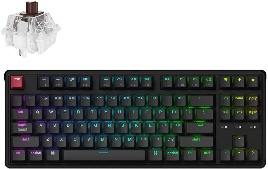 Клавіатура Keychron C3 Pro V2 87Key, K pro Brown, USB-A, QMK, Hot-swap, 8K, EN/UKR, RGB, Black (C3PX-H3-UA)фото2