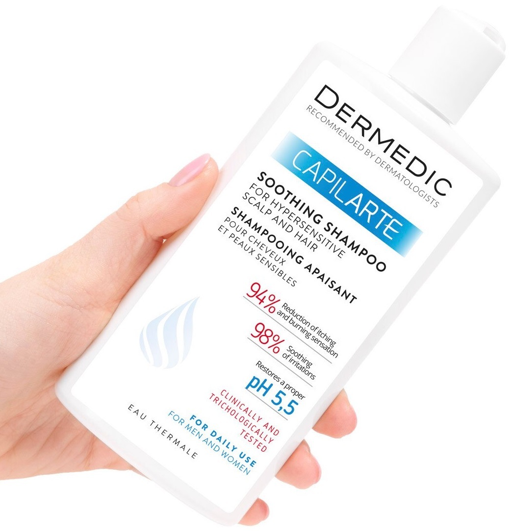 Шампунь заспокійливий Dermedic Capilarte для гіперчутливої шкіри голови та волосся 300 млфото2