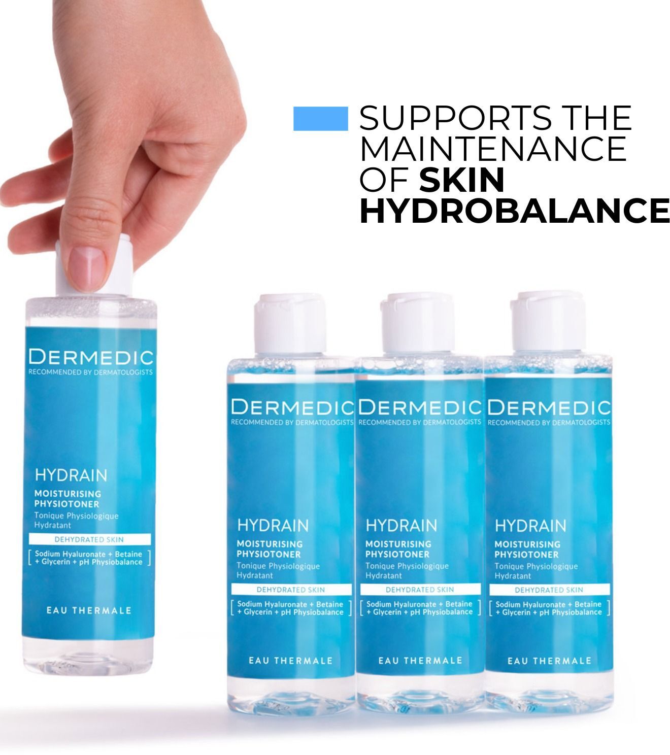 Фізіотонер зволожуючий Dermedic Hydrain 3 Hialuro для обличчя 200 млфото