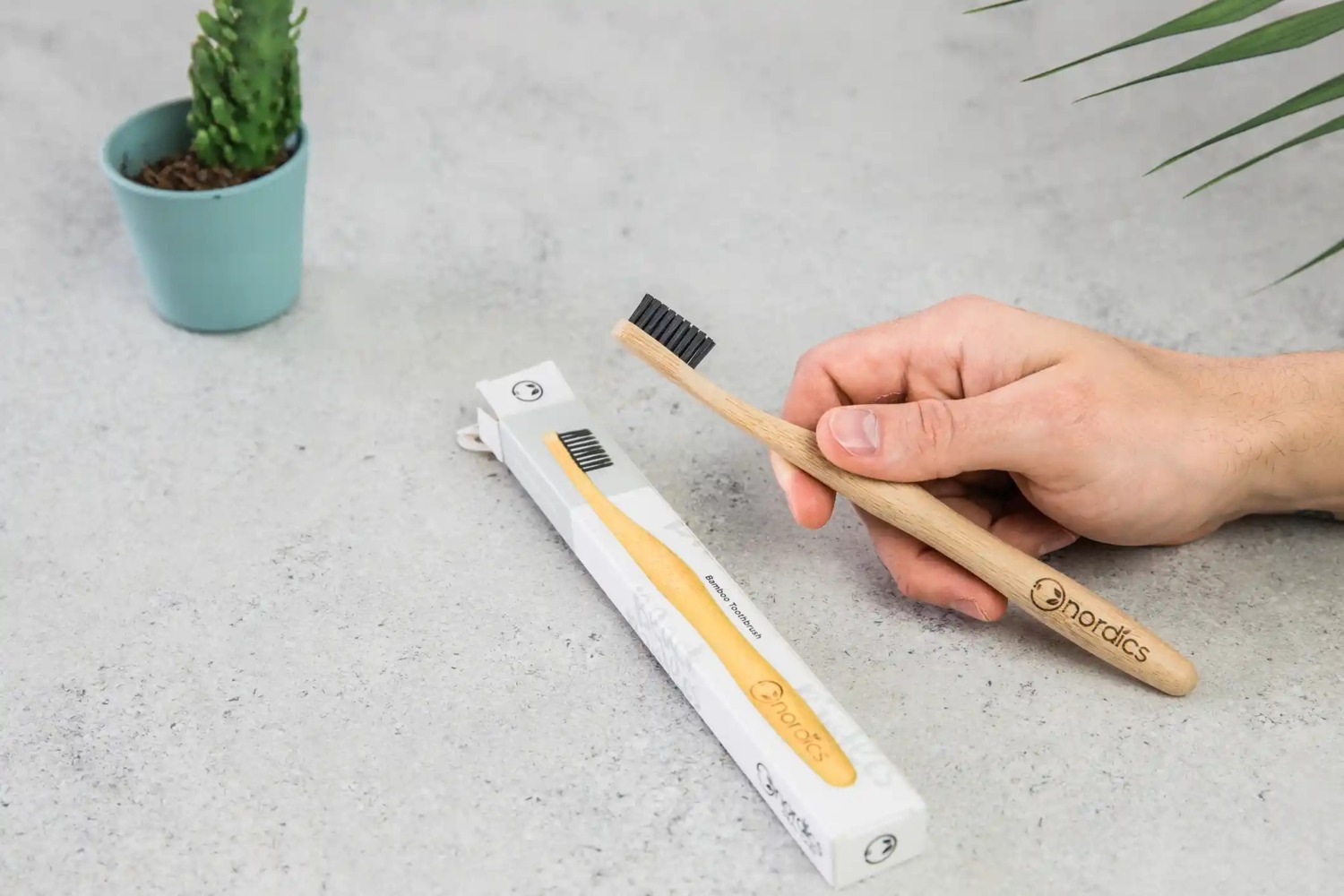 Зубная щетка экологичная Nordics из бамбука Moso черная фото