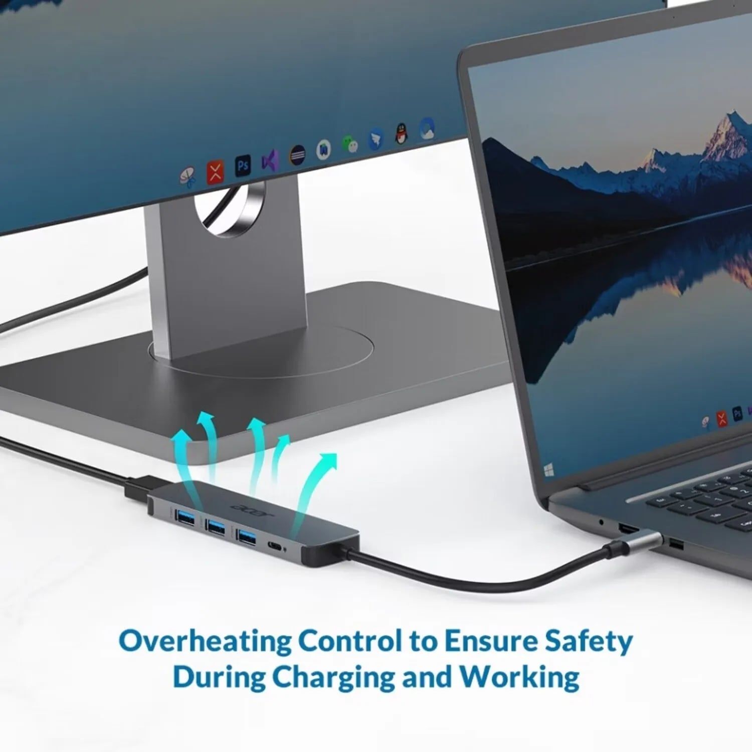 USB хаб Acer USB-С to 3xUSB-A3.0/HDMI/USB-C, 0.15m, Gray (HP.DSCAB.021) фото 5