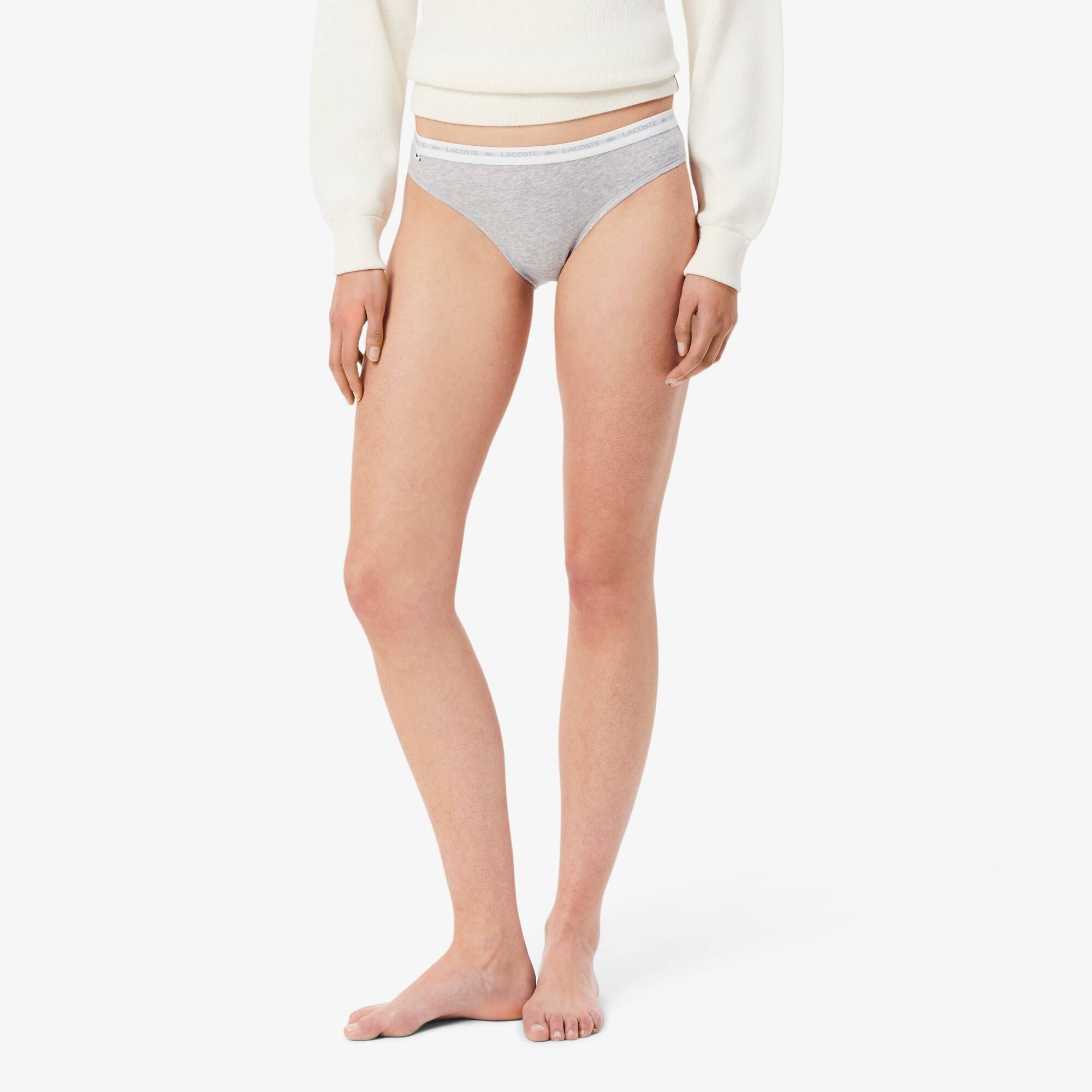 Жіночі труси-сліпи Lacoste 8F1338NUA L 3 шт. чорний/білий/сірийфото6