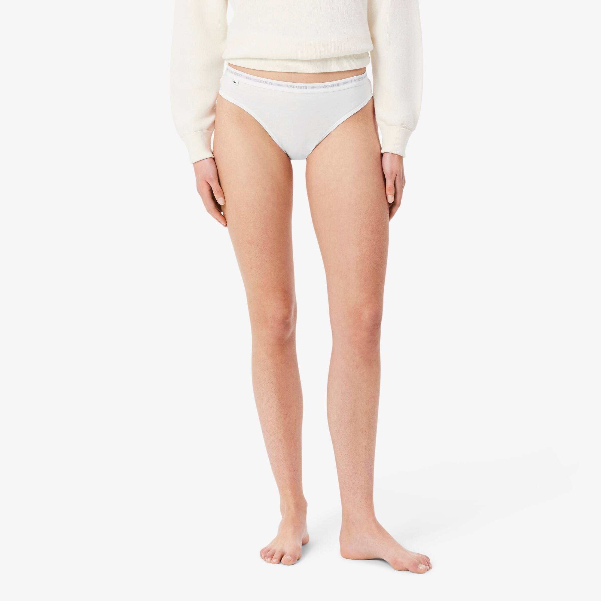 Жіночі труси-сліпи Lacoste 8F1338NUA L 3 шт. чорний/білий/сірийфото5