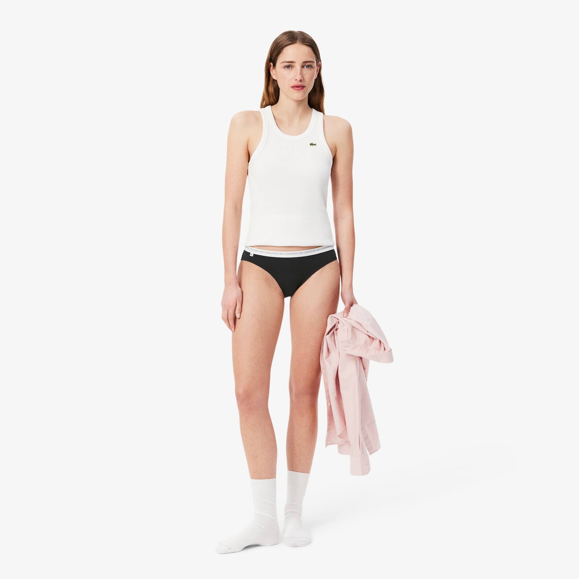 Женские трусы-стринги Lacoste 8F1341031 L 3 шт. черный-антрацит фото 4