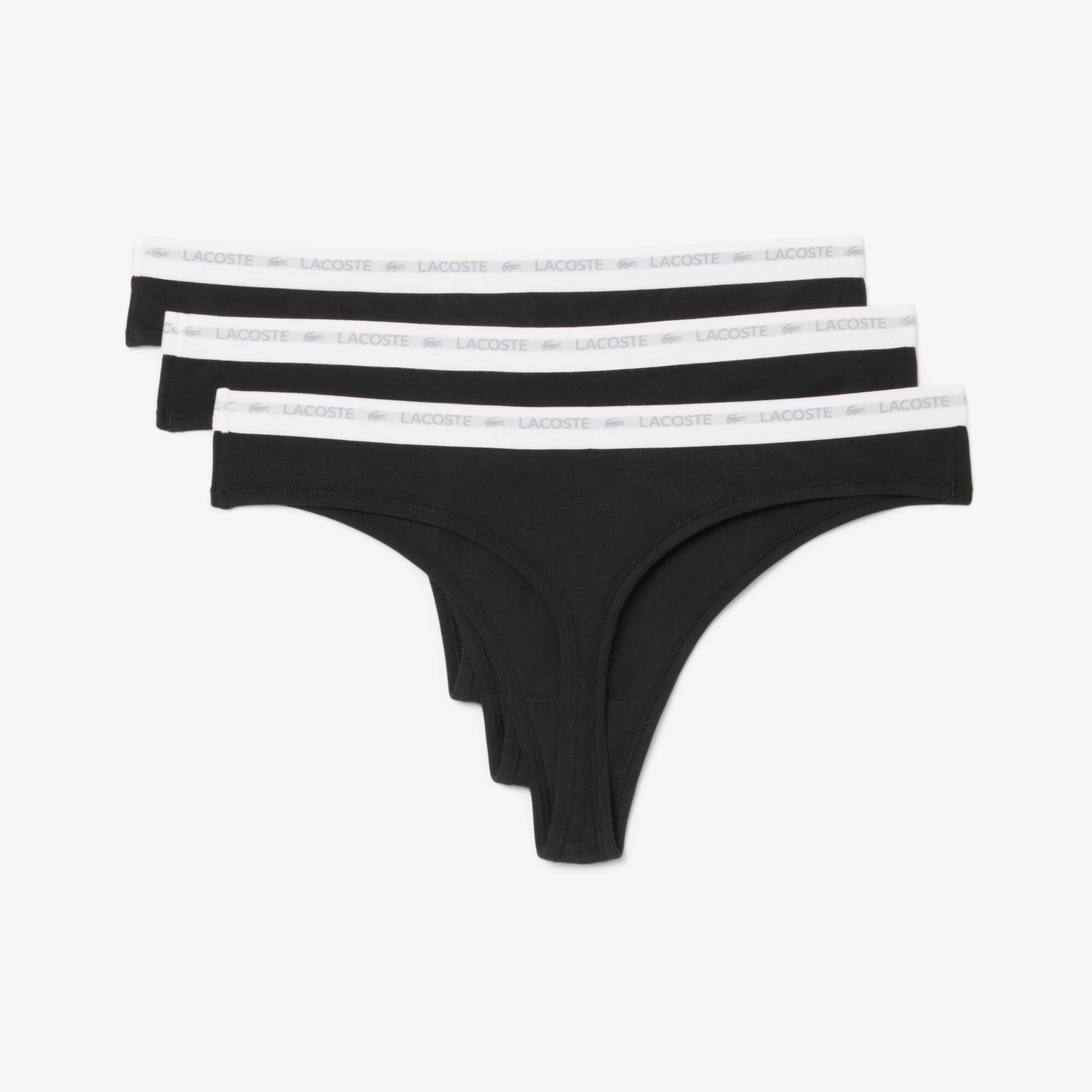 Женские трусы-стринги Lacoste 8F1341031 L 3 шт. черный-антрацит фото 6
