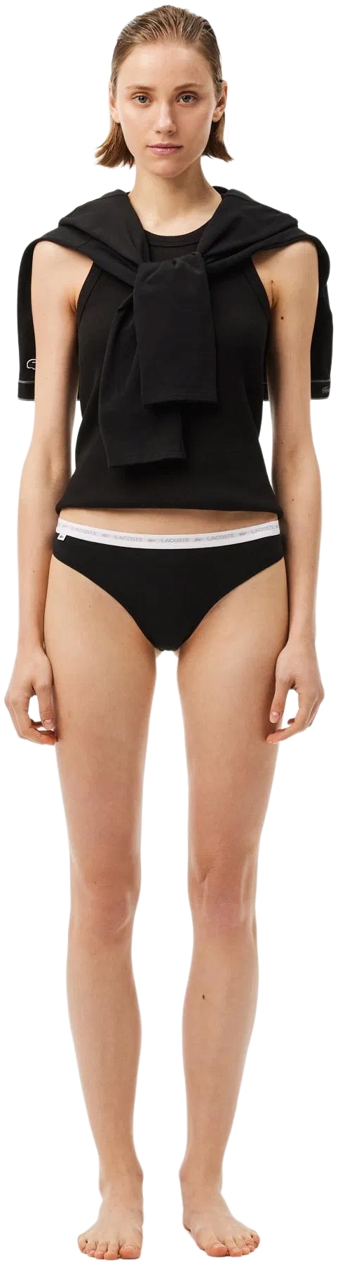 Труси-стрінги жіночі Lacoste 8F1341031 L 3 шт чорніфото