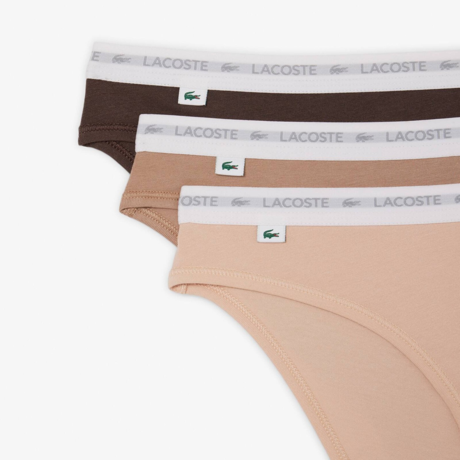 Жіночі труси-сліпи Lacoste 8F1338I87 S 3 шт. нюдові/бежеві/коричневіфото