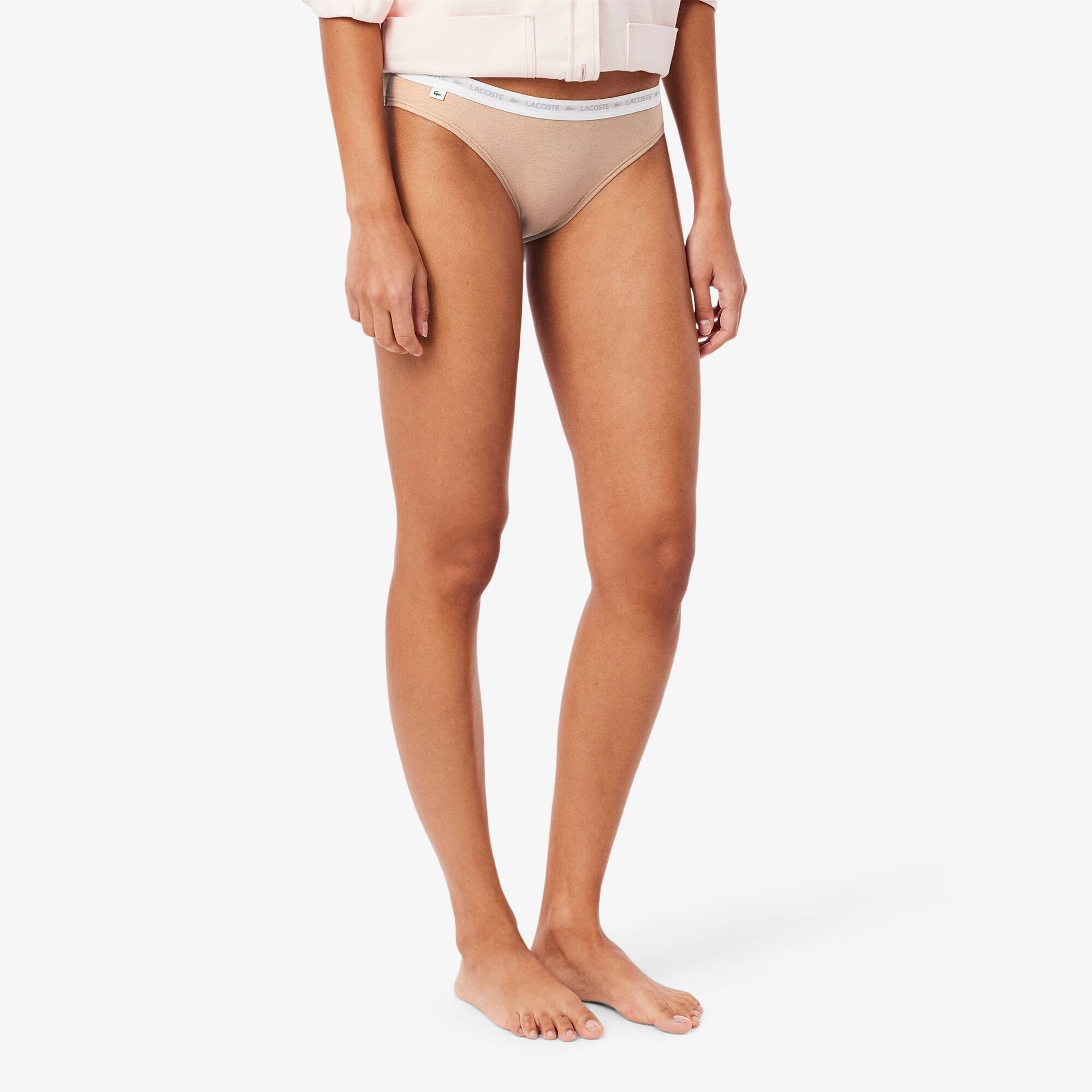 Жіночі труси-сліпи Lacoste 8F1338I87 S 3 шт. нюдові/бежеві/коричневіфото6