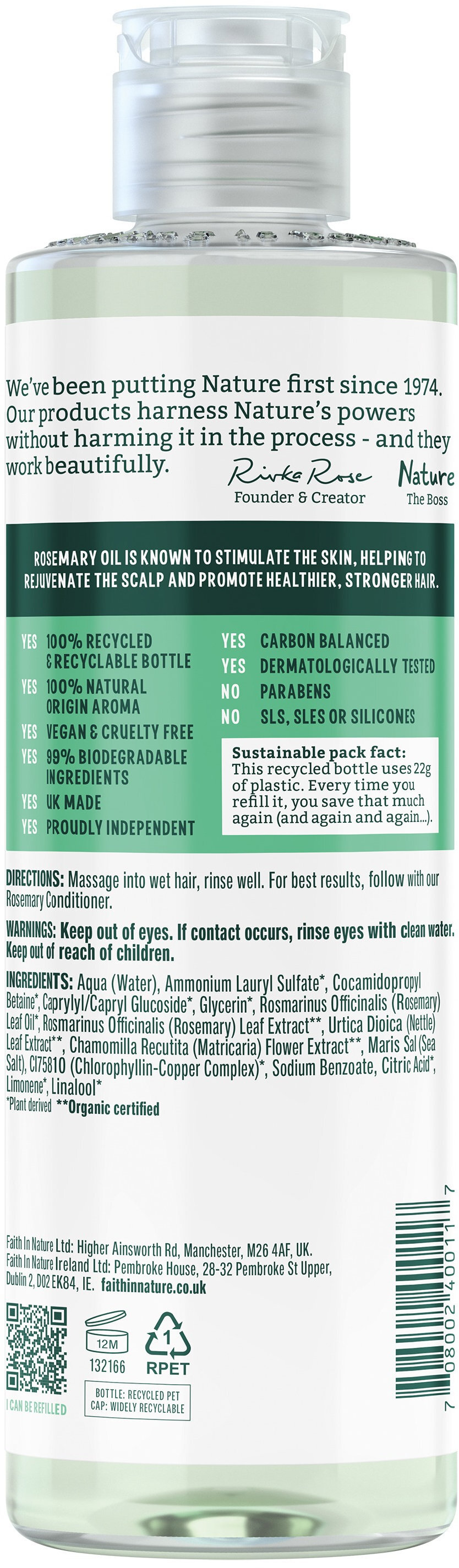 Шампунь для волосся Faith In Nature Натуральний з розмарином 400 млфото2