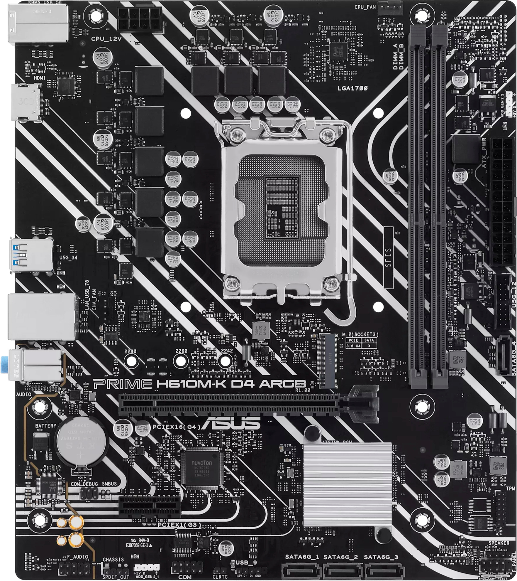 Материнcкая плата ASUS PRIME H610M-K D4 ARGB (90MB1HN0-M0EAY0) фото 