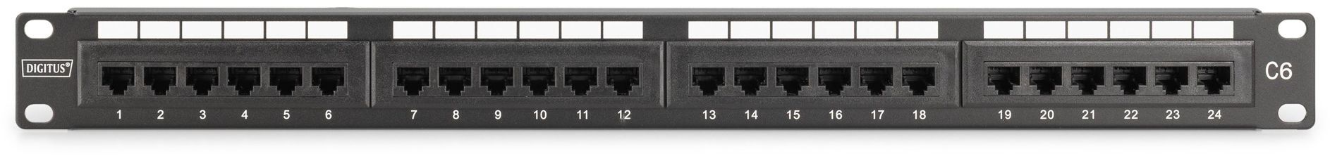 Патч-панель DIGITUS САТ 6 UTP, 19", 1U, 24 порти, зібрана (DN-91624U-CR)фото2