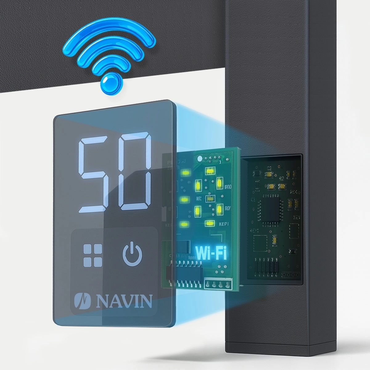 Полотенцесушитель Navin электрический Авангард Х, 1000х480х71мм, Wi-Fi, сталь, черный муар (12-272155-4810) фото 