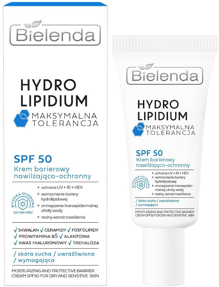 Крем барьерный SPF50 Bielenda Hydro Lipidium Maximum Tolerance увлажняющий и защитный 30 мл фото 2